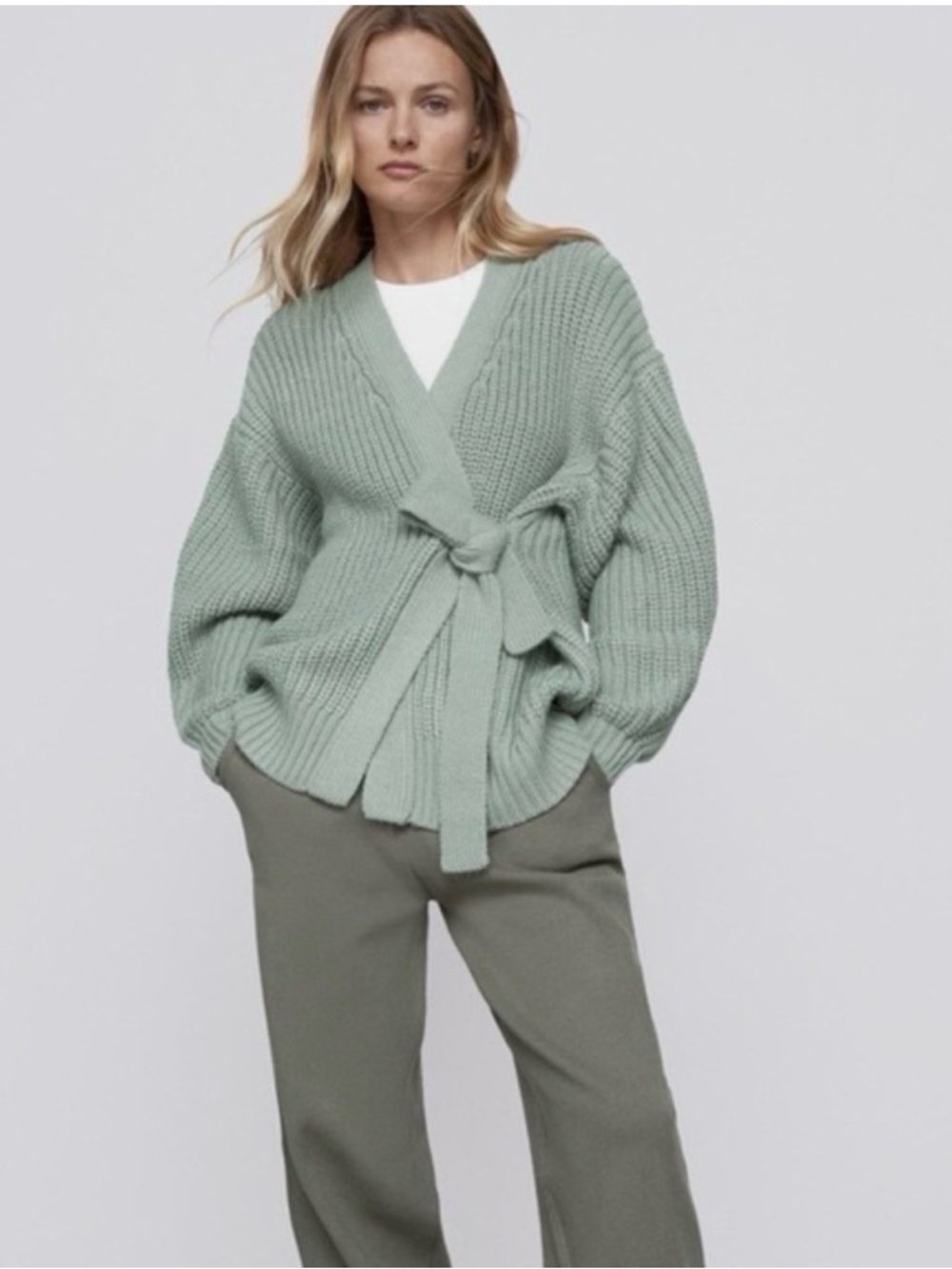 2/$30 🩵ZARA Sage Knit Wrap Cardigan